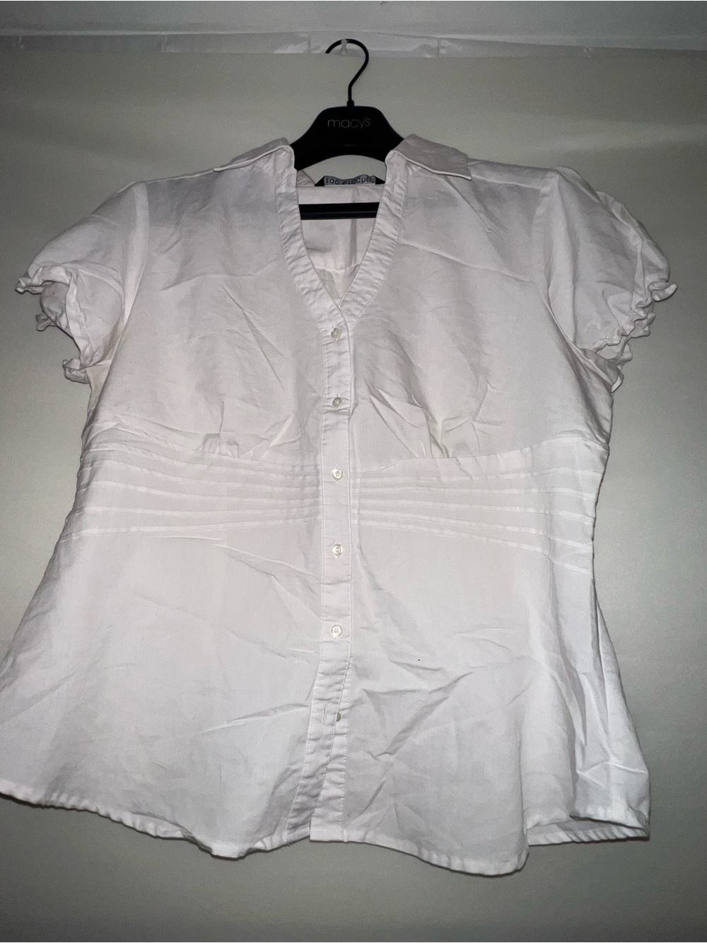 Zac & Rachel White Short-Sleeve Button-Front Blouse